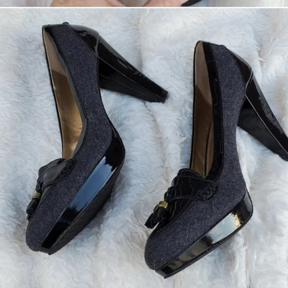 Joan & David Gray Flannel patent pumps 9.5 NWD - Picture 4 of 9